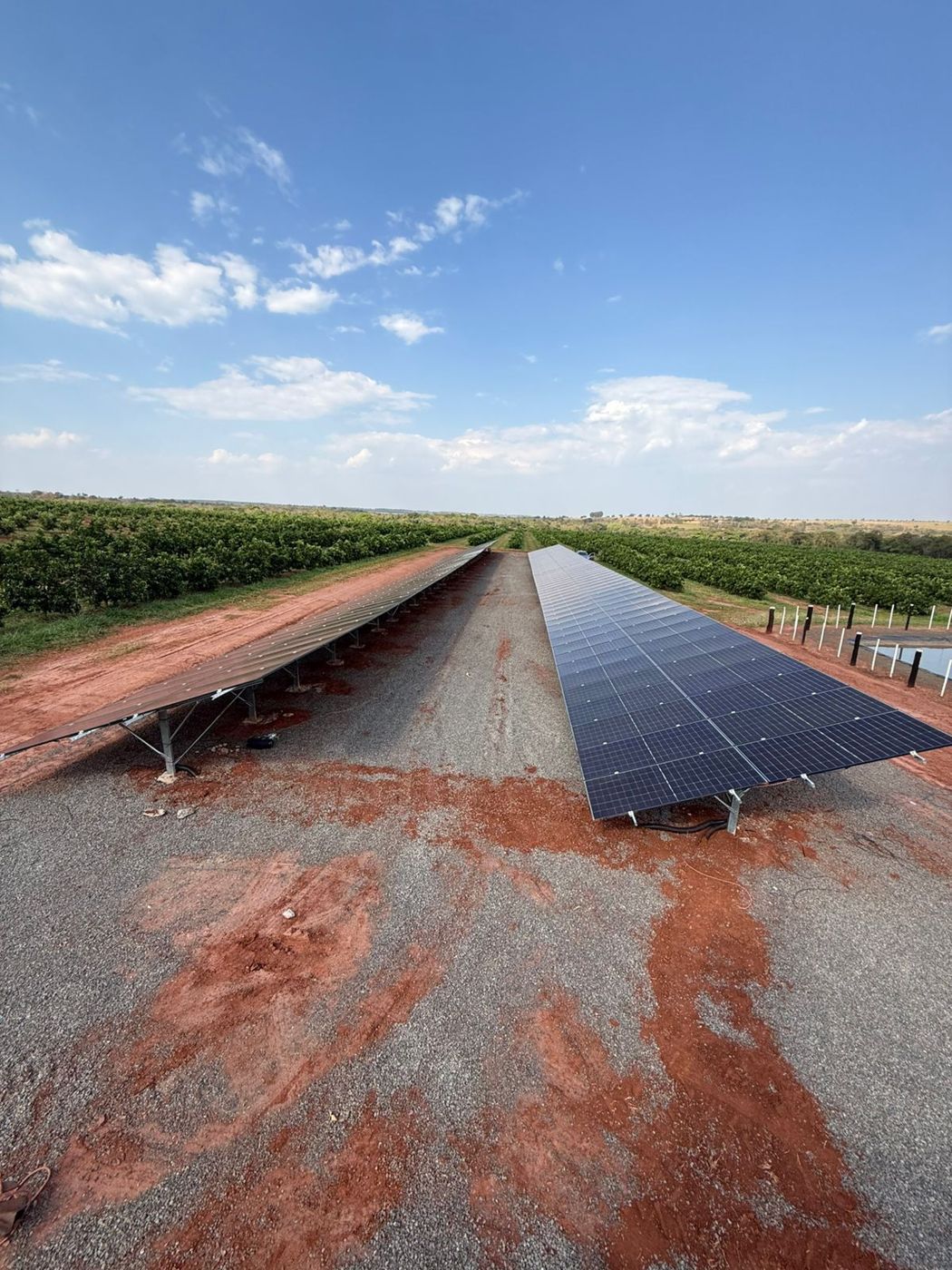 Usina solar em solo instalada pela Feito Sol em propriedade rural